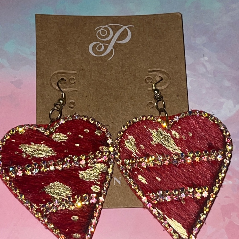 Plunder Red and Gold Heart Drop Earrings